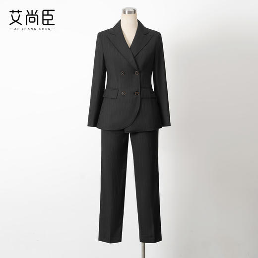 艾尚臣黑色条纹西装套装女2025新款职业装珠宝酒店销售经理工作服 商品图3