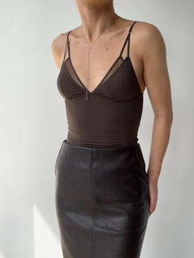 LOAM｜重塑 环保网纱长吊带上衣  [ 水光白 / 烟熏黑 / 象牙肤 / 晴空蓝 / 浓咖棕 ]