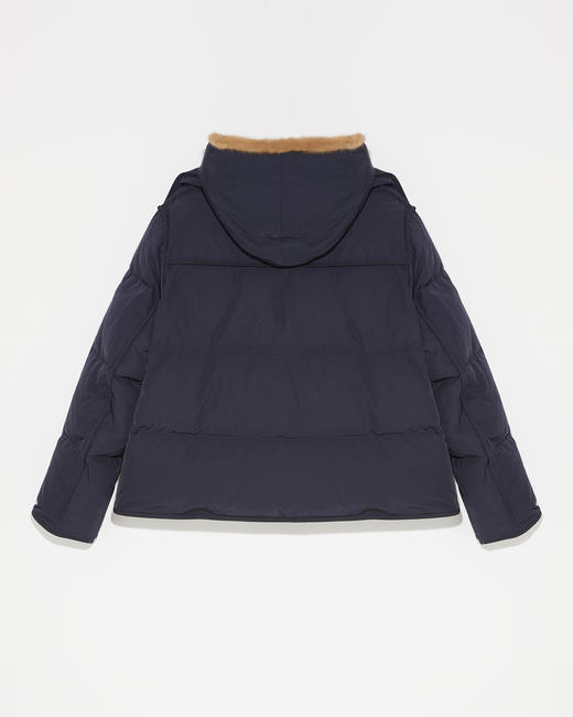 Yves Salomon - DOWN JACKET TECHNICAL FABRIC/MINK - NAVY/PASTEL - 女装 - 羽绒服 - 深蓝色 商品图1