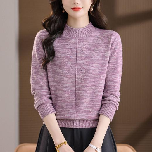 半高领针织毛衣，暗纹提花显瘦内搭打底衫CC-103-82511 商品图0