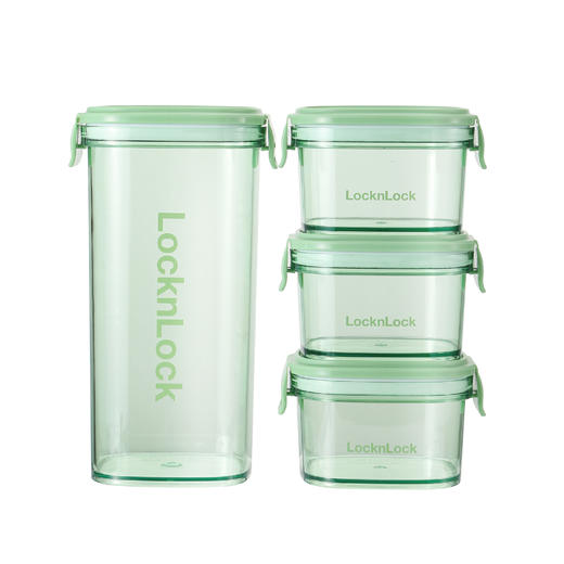 HTE828S4FU 乐扣乐扣 悠悠绿清透密封罐4件套 商品图0