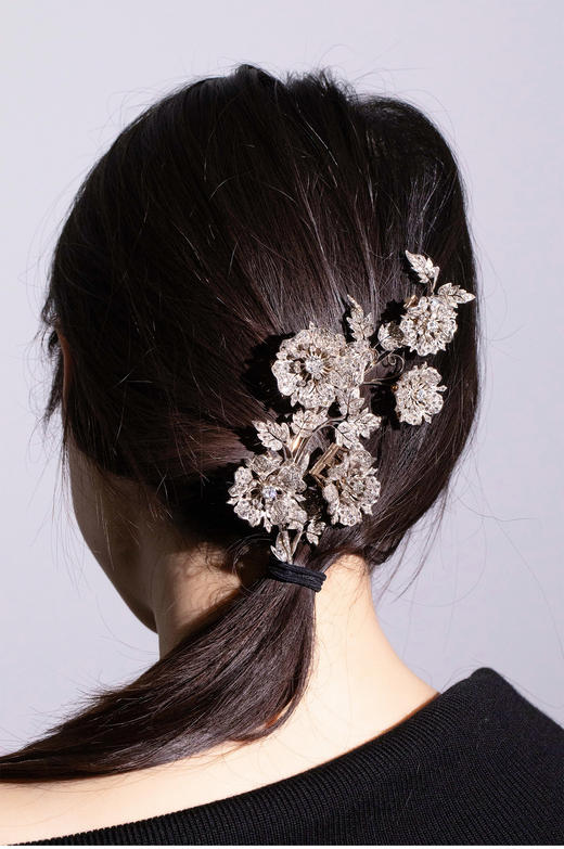 独角鹿西洋古董 1850年代法国出品花卉主题黄金底纯银镶嵌钻石En Tremblant颤动式可拆卸多功能胸针 商品图1