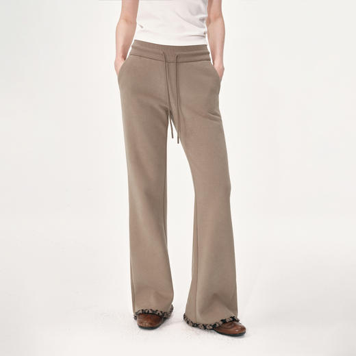 NUTH棕色摇粒绒弹力修身加绒微喇卫裤女（发货时间同步天猫） 商品图2