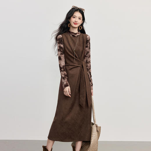 【10/29新品】熙世界轻熟风晕染打底衫无袖背心连衣裙套装女2025秋天一整套穿搭 商品图2