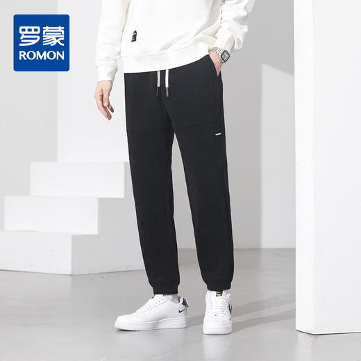 罗蒙秋冬休闲裤男士束脚裤阔腿版型六维弹力裤拼接款时尚百搭长裤 商品图0