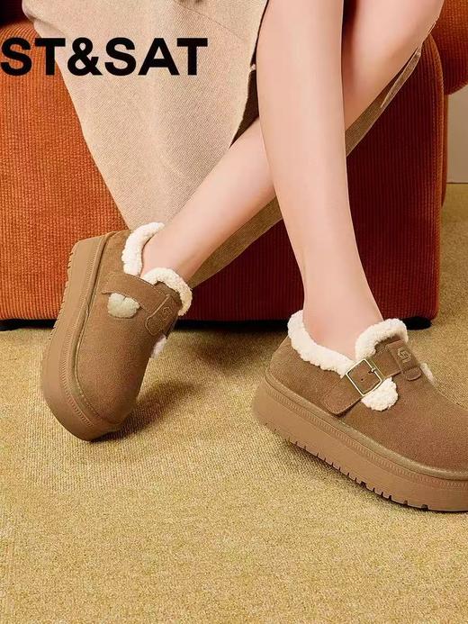 官网售299元！！牛剖层皮！！量少！【自营直发】St&Sat/星期六时尚休闲鞋2025新款勃肯鞋女-喜出 商品图1