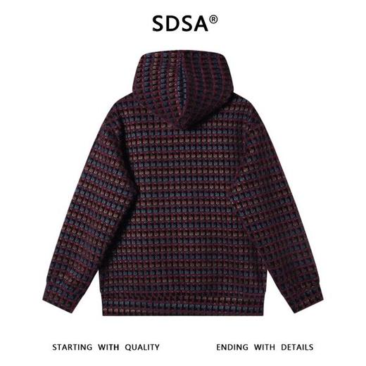 WY1198SDSA男士秋冬新款痞帅男装潮牌绒面撞色格子抽绳连帽卫衣百搭时尚 商品图5