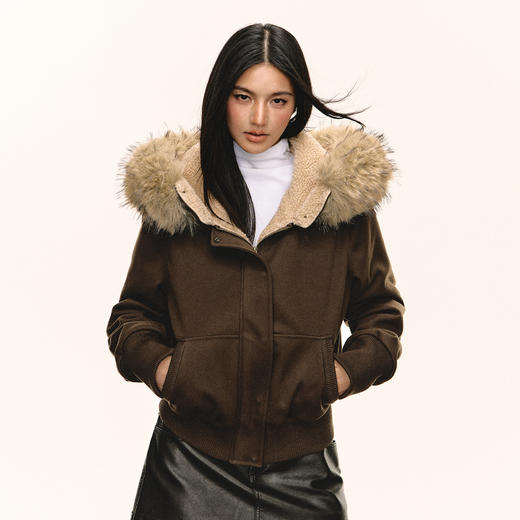 Ariseism 美式复古可拆卸毛领棉服女冬季新款加厚保暖外套 商品图2