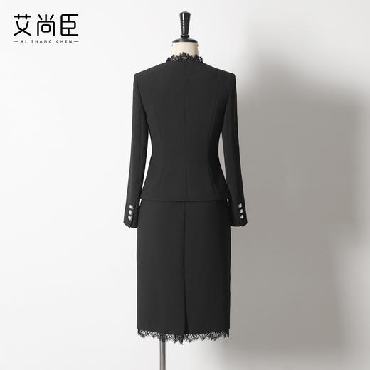 艾尚臣黑色西装套装秋冬职场干练气质女装正式场合职业套裙两件套 商品图4