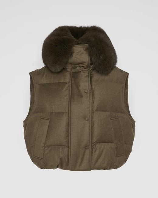 Yves Salomon - VEST MADE WITH LORO PIANA FLANNEL FABRIC/FOX - EARTH - 女装 - 背心 - 咖褐色 商品图0