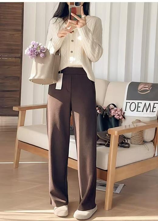 冬季保命裤极简直筒羊毛混纺加绒加厚窄阔腿裤 商品图9