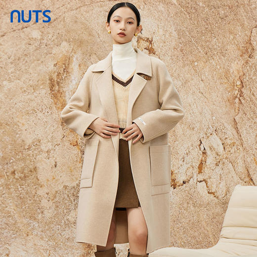 NUTS商场同款冬季新品复古时尚保暖气质手工呢料长外套女4491511A1 商品图1