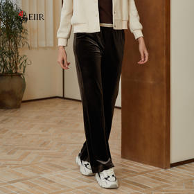 司歌丝绒弹力显瘦直筒长裤女橡筋D90GA115
