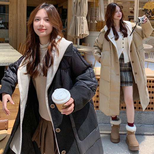 奢姿大码女装2025冬季胖妹妹时尚连帽长款羽绒服气质保暖显瘦外套7354300243 商品图3