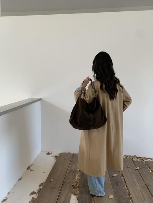 老米优品🎈3-5天。韩代同款《松弛感100%棉撞色袖复古风衣》廓形中长款！复古文艺氛围感~WT251027A 商品图5