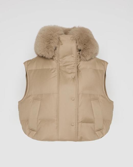 Yves Salomon - VEST MADE WITH LORO PIANA FLANNEL FABRIC/FOX - DUNE - 女装 - 背心 - 沙色 商品图0
