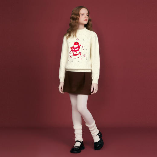 笛莎Deesha 童装女童毛衣2025冬新款彩点纱苹果毛衣 商品图2