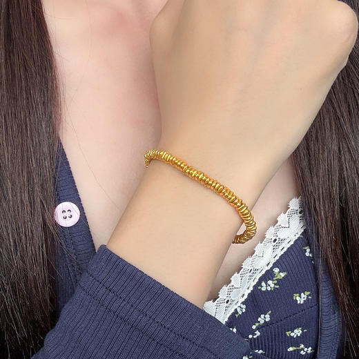 周大生盘缠黄金手链女款足金硬金5D碎碎金子手串送女朋友生日礼物 商品图4