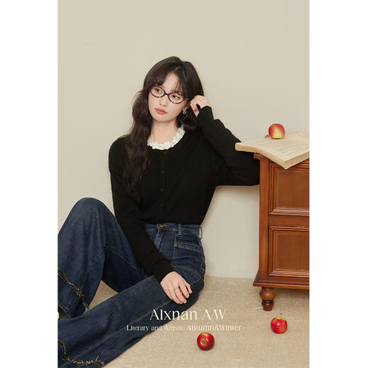 鹿向南「复古年代」高腰气质阔腿牛仔裤女2025秋冬新款显瘦长裤子 商品图4