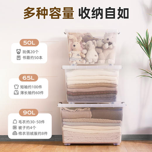【茶花】集纳透明收纳箱大容量 商品图3