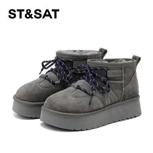 星期六皮毛一体保暖厚底雪地靴SSD4118CRT 商品图10