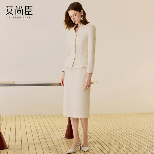 艾尚臣羊毛西装套装裙子两件套女正装通勤穿搭精致小个子西服外套 商品图3
