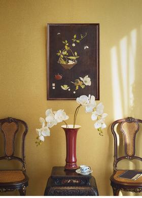 【已售】独角鹿西洋古董 19世纪末日本明治时期出品篮果飞蝶主题芝山象嵌饰板