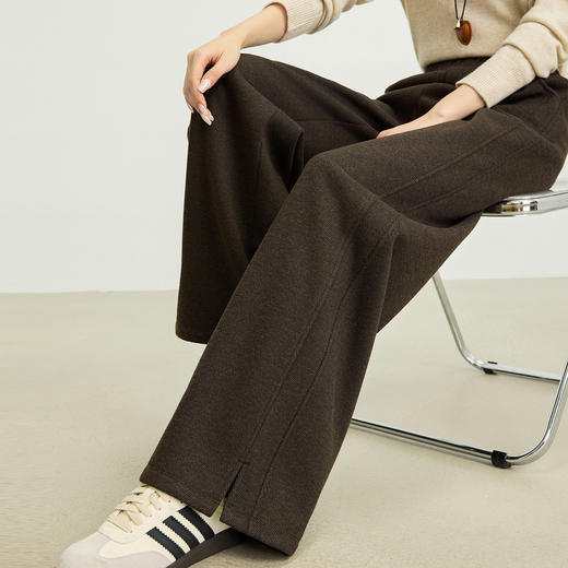 【10/29新品】熙世界【过冬暖绒裤】绵羊毛窄版直筒裤女秋冬休闲加绒加厚阔腿裤 商品图4