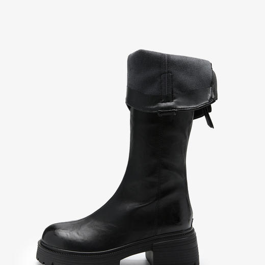 西遇厚底长筒靴女新款秋冬V口百搭圆头瘦瘦靴高筒骑士长靴子V2257271 商品图5