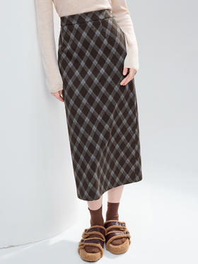 【百图lulu定制】【摩登格子裙】复古 时髦毛呢 格子半裙