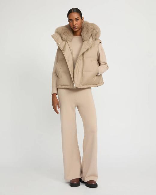 Yves Salomon - VEST MADE WITH LORO PIANA FLANNEL FABRIC/FOX - MACADAMIA - 女装 - 背心 - 夏威夷果棕 商品图4