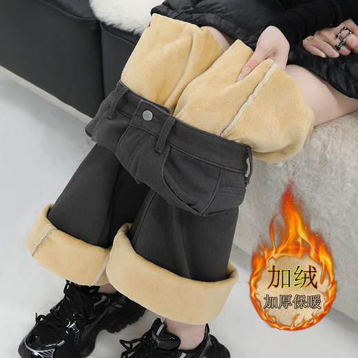 西遇灰色加绒工装裤女2025年冬季新款高腰宽松垂感直筒休闲裤SS051717 商品图2