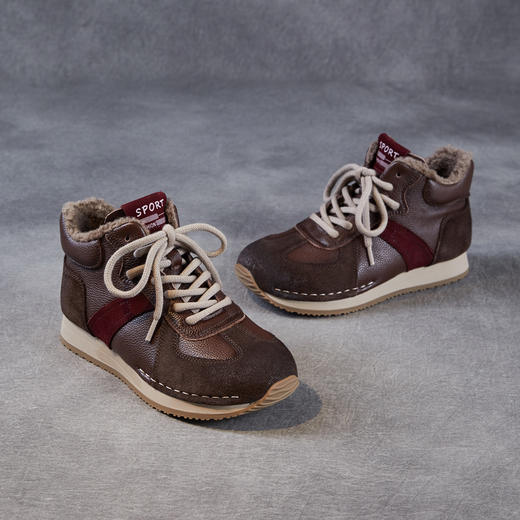 ZM 258672高帮羊羔绒阿甘鞋加绒短靴平底舒适休闲运动德训鞋 商品图3