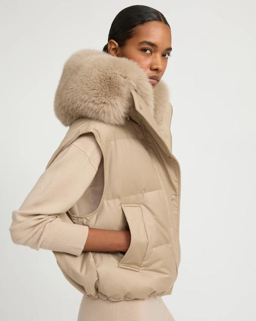 Yves Salomon - VEST MADE WITH LORO PIANA FLANNEL FABRIC/FOX - MACADAMIA - 女装 - 背心 - 夏威夷果棕 商品图2