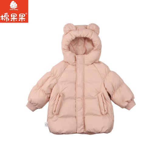 棉果果冬季新品女童涤丝纺羽绒保暖加厚粉色小熊短款羽绒服M422102925601 商品图1