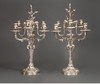 独角鹿西洋古董 19世纪法国出品路易十五风格玫瑰花叶主题镀银精雕六枝头烛台一对 商品缩略图0