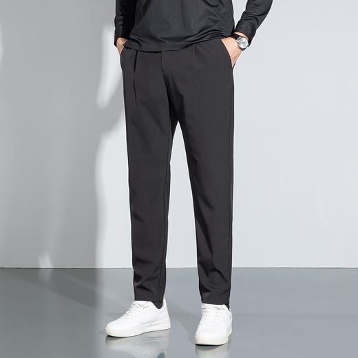 罗蒙秋冬微弹休闲裤男士宽松版型不勒肚可穿腰带修饰腿型显腿长长裤子 商品图3