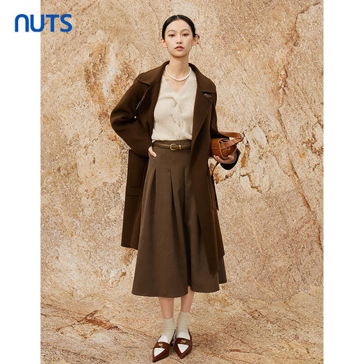 NUTS商场同款冬季新品复古时尚保暖气质手工呢料长外套女4491511A1 商品图4