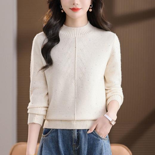 半高领针织毛衣，暗纹提花显瘦内搭打底衫CC-103-82511 商品图2