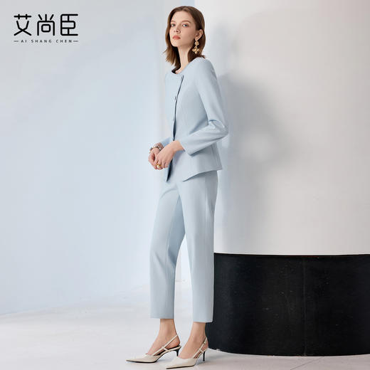 艾尚臣蓝色西装套装女秋酒店前台接待工作装高端气场强大职业西服 商品图3