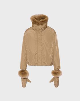 Yves Salomon - DOWN JACKET TECHNICAL FABRIC/FOX - LIEGEOIS - 女装 - 羽绒服 - 卡其色