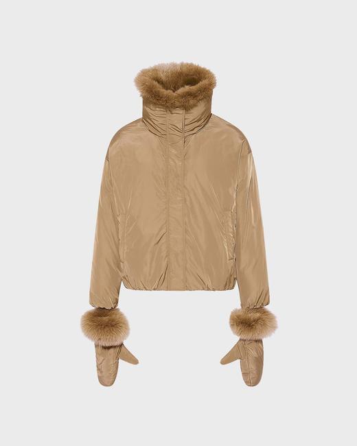 Yves Salomon - DOWN JACKET TECHNICAL FABRIC/FOX - LIEGEOIS - 女装 - 羽绒服 - 卡其色 商品图0