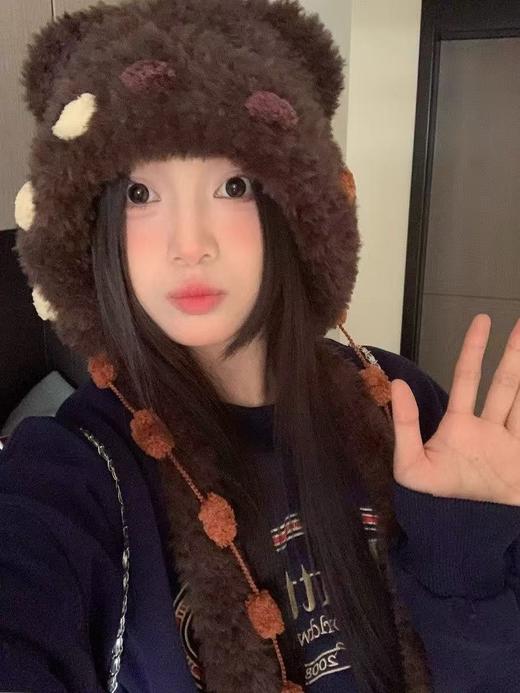 【冬日萌趣❗️小熊耳朵毛线帽】秋冬出街凹造型神器，拼色加厚款，保暖护耳又显脸小，毛线帽子女秋冬季保暖护耳显脸雷锋帽子QQ 商品图6