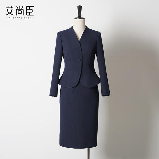 艾尚臣藏青色西装套裙女高级感正式场合职业装正装西装通勤穿搭秋 商品图1