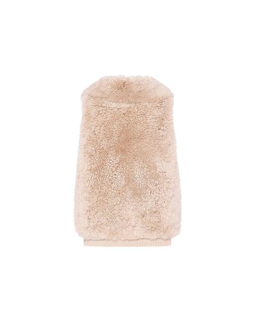 Yves Salomon - VEST LONG HAIR LAMB/KNITWEAR MERINOS WOOL - FICELLE - 女装 - 背心 - 淡灰褐色 商品图1