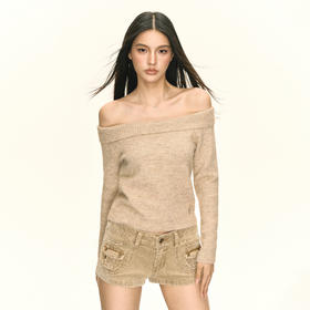 Ariseism 美式复古性感一字肩毛衣秋季新款上衣