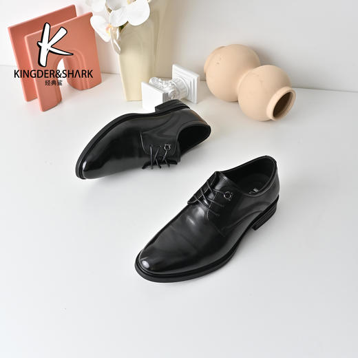 经典鲨2025年秋季专柜新品牛皮革男士品质正装商务皮鞋KW08-533531 商品图4