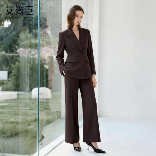 艾尚臣高级感时尚套装女秋冬新款勃艮第红西装外套气质马甲三件套 商品图0