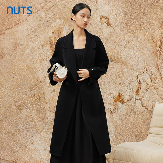 NUTS商场同款冬季高级感时尚气质收腰双面呢大衣外套女4491506A1 商品图0
