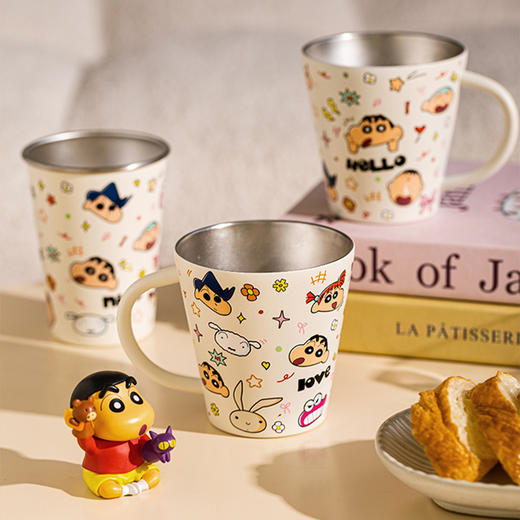 摩登主妇蜡笔小新316不锈钢杯子防摔家用喝水杯咖啡杯马克杯 商品图4